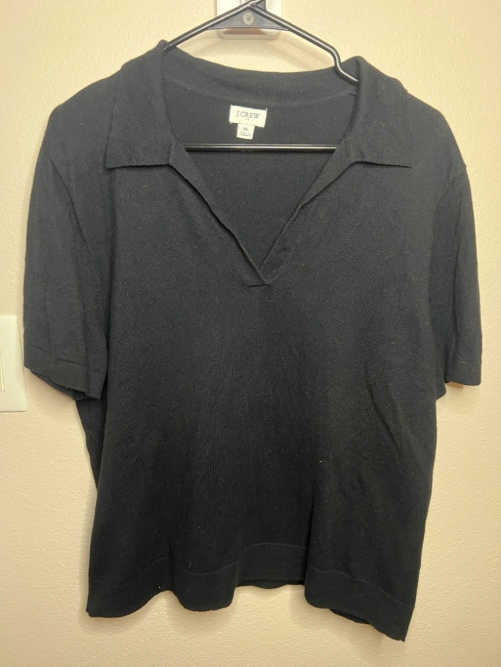 J. Crew Black Short-Sleeve Cotton & Cashmere Top